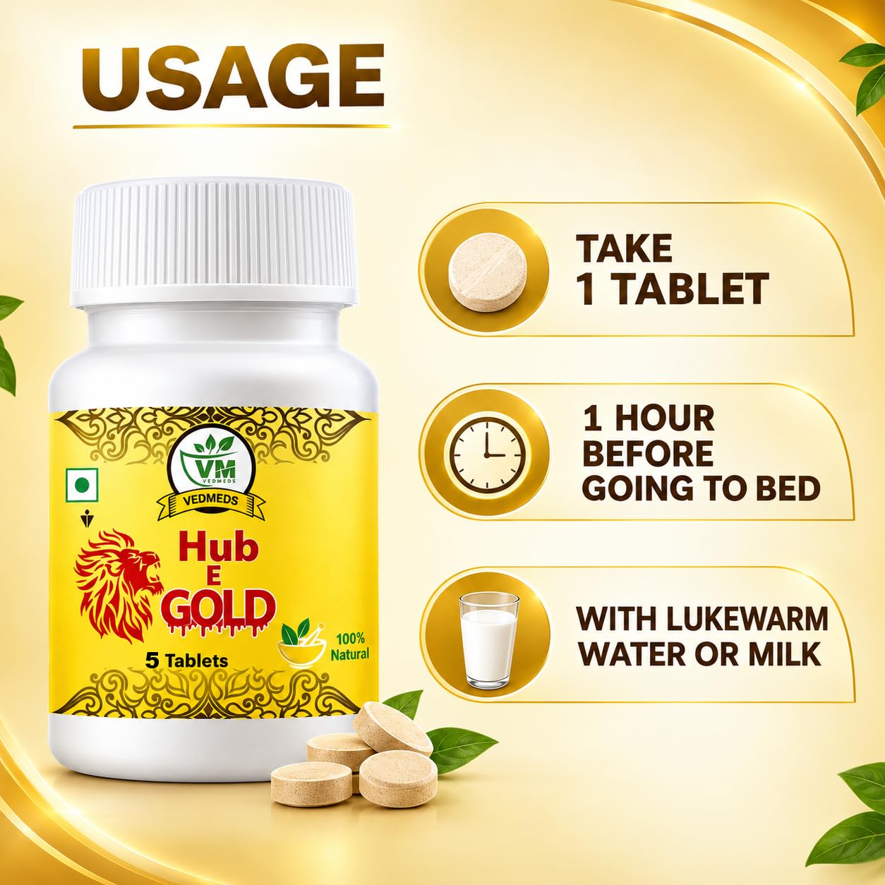 Hub E Gold Tablet for men | Natural man stamina energy vitality supplement | 5 Tablets — Amazon image 5