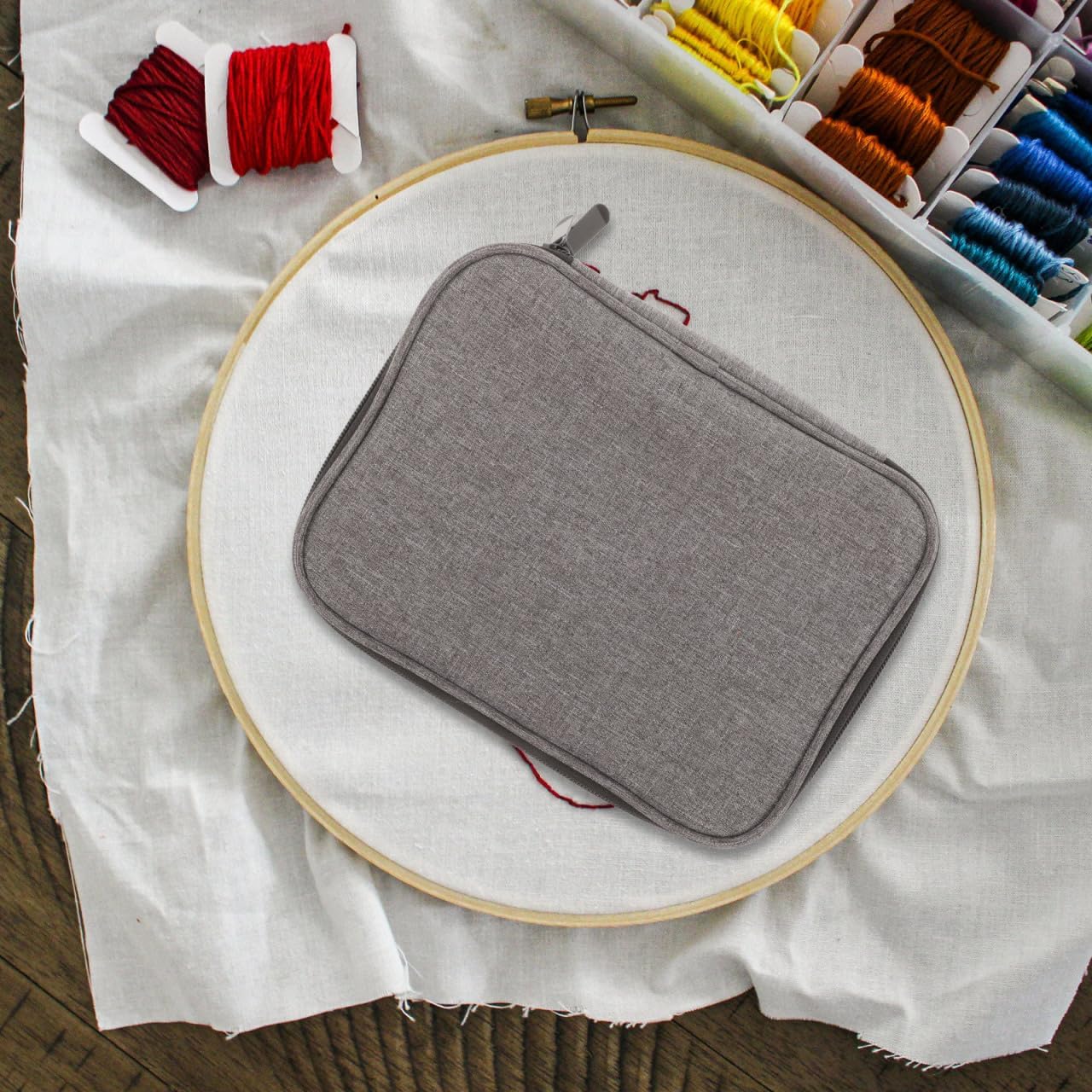 Healifty Circular Knitting Needle Case Large Capacity Wire Loop Needle Bag with Multi-Compartment Organizer for Crochet Hooks and Knitting Accessories 8.66X6.69X1.77In Portable Storage
