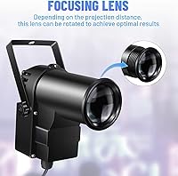 Vista 5 de Pinspot Light 15W DMX, paquete de 2 luces de bola de discoteca RGBW con control remoto, DMX512, foco de pin activado por sonido para fiestas, bodas