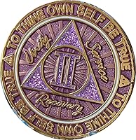 Vista 4 de 2 años AA Medallion Cosmic Purple Glitter Gold Plated Chip