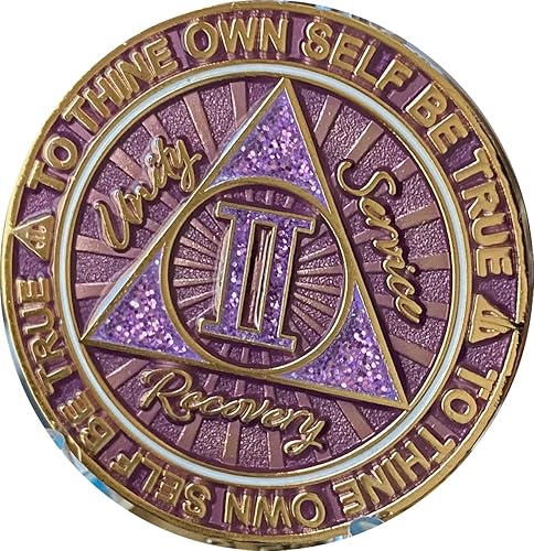 Miniatura 4 de 2 años AA Medallion Cosmic Purple Glitter Gold Plated Chip