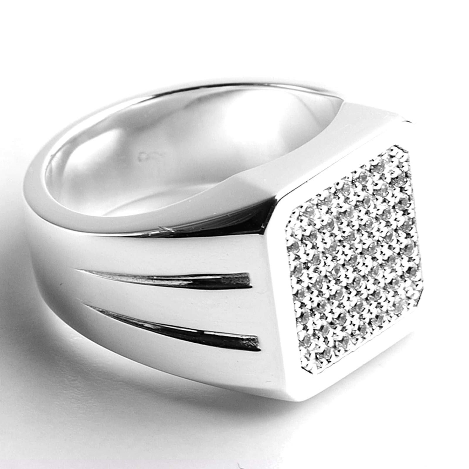 KnSam Męski pierścionek ślubny srebrny pierścionek męski 925 sygnet pierścionek z cyrkonii ze srebra próby 925, punk gotyckie srebro e srebro, 57 (18.1), cod. FF191104DE118