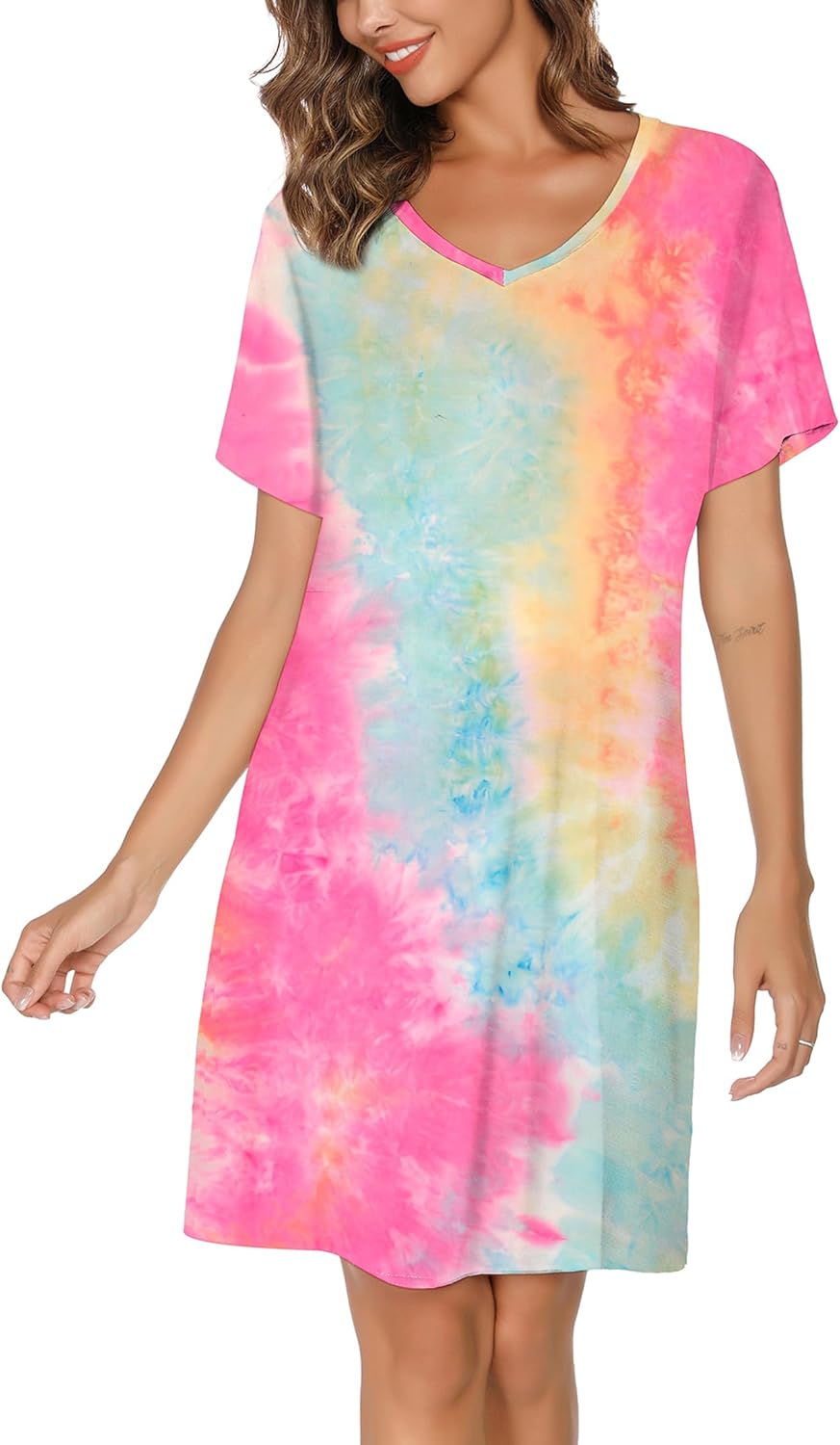 Nightgowns for Women Soft Cotton Sleep Shirts Short Sleeve Sleepwear S-XXL - Image 2