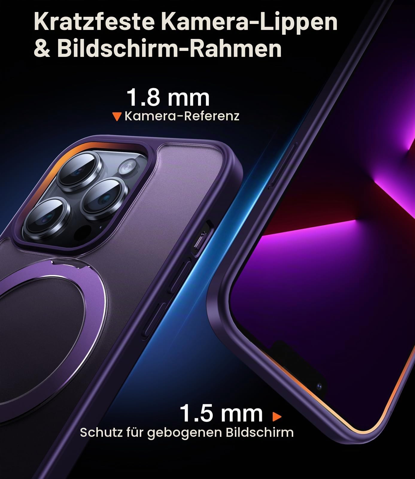 Chicfun 3-in-1 MagStänder für iPhone 14 Pro Hülle für MagSafe [Nr. 1 Magnetkraft+Handlicher Ständer+Militär Stoßfest] Schutzhülle Handyhülle iPhone 14 Pro Phone Case Cover Violett
