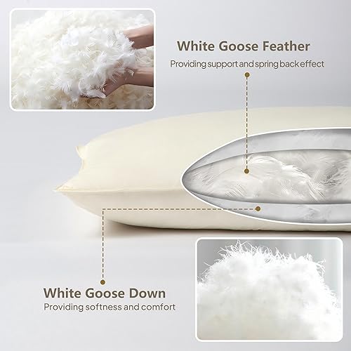 Miniatura 4 de Almohada corporal de plumón de ganso, almohadas corporales firmes de 20 x 54 pulgadas para dormir, almohada de cama grande y larga para adultos que