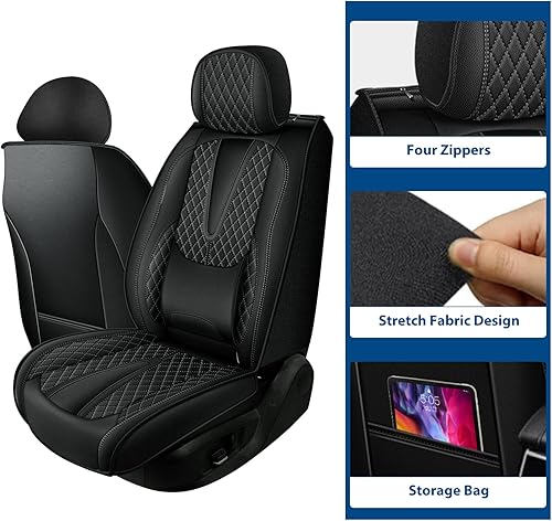Miniatura 10 de Fundas de asiento delantero de automóvil para Nissan Juke 2011-2017, fundas de asiento personalizadas de piel sintética 2 piezas con compatible con