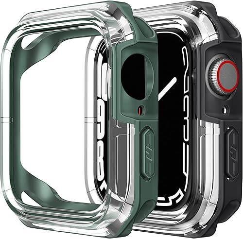 Fintie Paquete de 2 Funda resistente compatible con iWatch de 1.772 pulgadas Series 78, poliuretano termoplástico duradero a prueba de golpes, marco