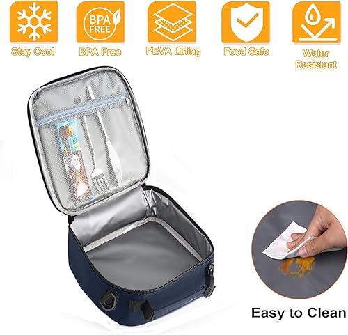 Miniatura 10 de Fiambrera aislada - Lonchera reutilizable - Bolsa térmica aislada de almuerzo para mujeres, hombres, niños, oficina, trabajo, escuela, picnic,