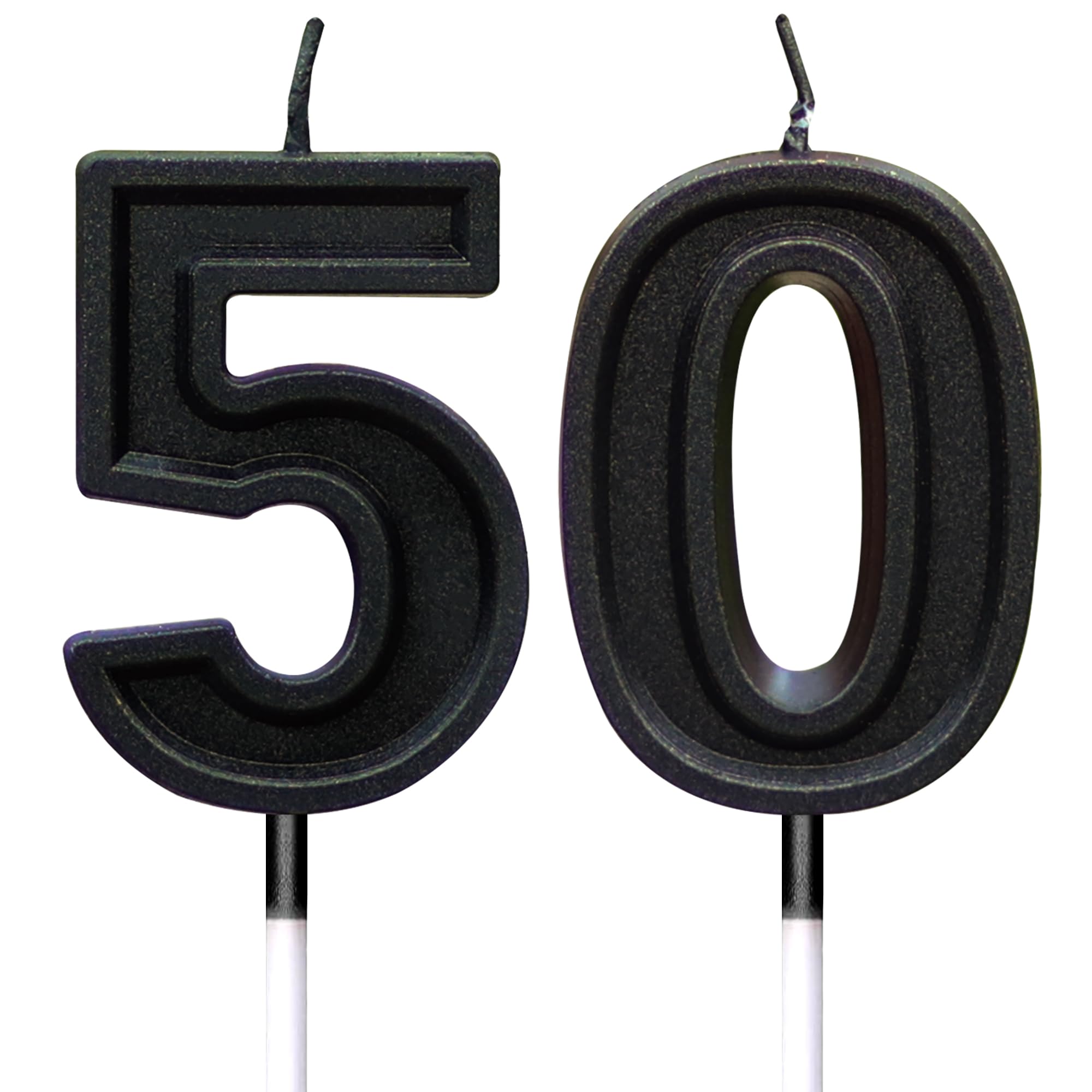 Toyventures Black Number Birthday Candle 3D Designed Cake Topper Decorations For Happy Birthday Candles Wedding Anniversary (Number 50)
