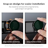 Vista 7 de K&F Concept Filtro de Densidad Neutra Variable ND2-32 de Ajuste por Presión Compatible con DJI Osmo Action 5 Pro, Filtro de Reducción de Luz