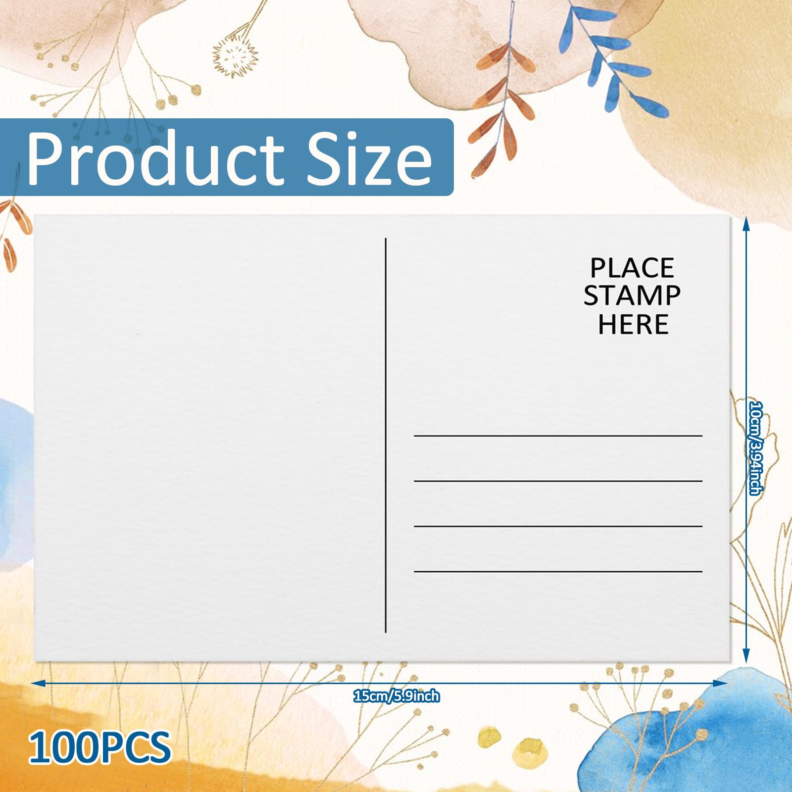 CXIIPOL 100 Sheets Watercolor Paper Postcards 4x6 Inch, 140 lb/300 GSM 100? Pure Cotton Watercolor Paper Blank Postcards for Art Painting Creative Thank Notes, Mailing, Painting Gift Cards