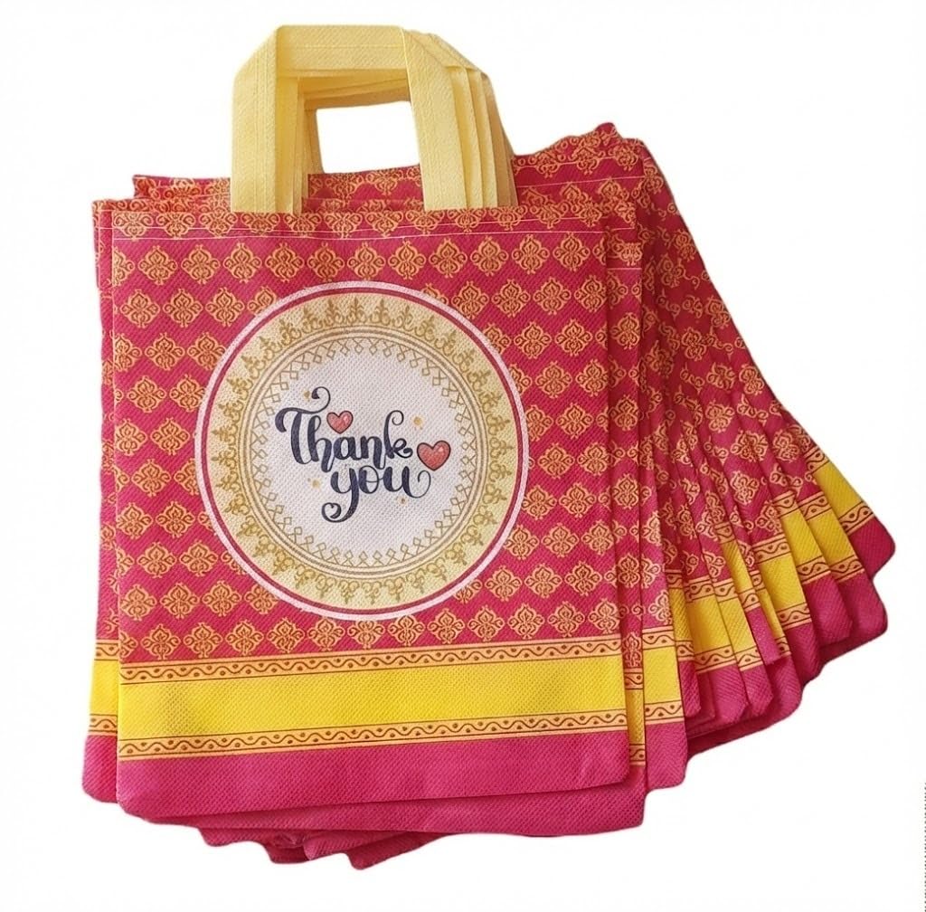 Return gift bag (Thank you Bags) 80 GSM | Birthday Party Return Bag | Wedding Return Gift Bag (Thamboolam bags) - Medium size (9x11 inch) (Pink, Pack of 2 (50 bags))