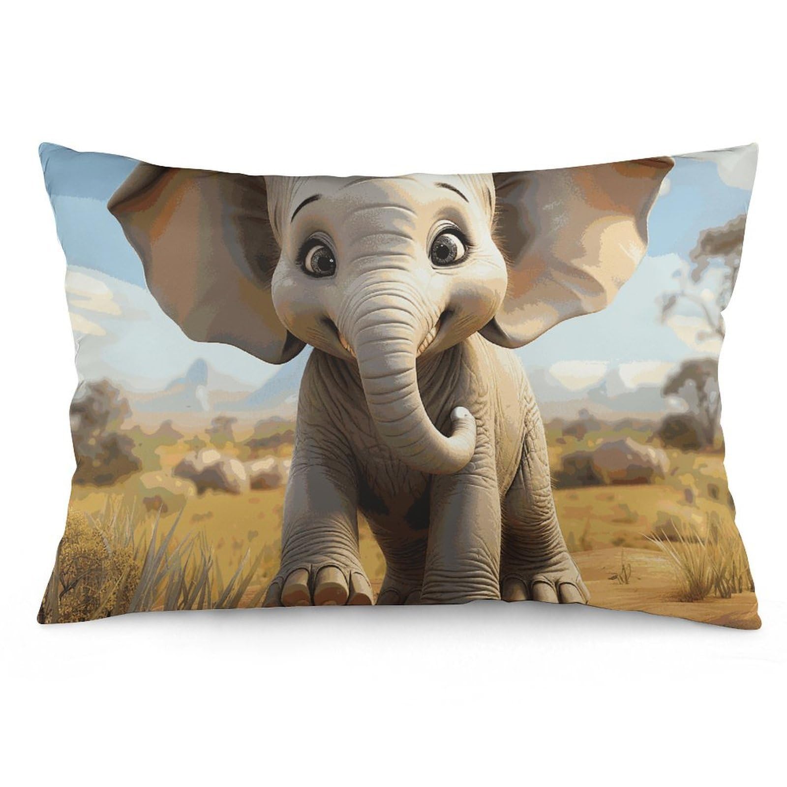 NTVOWPZO 2 Pack Decoration Throw Pillow Covers 16 "x24 Pillowcases Covers Cartoon Elephant Pillowcases Modern Farmhouse Home Decor Sofa Cushions Covers for Couch Bed Living Room