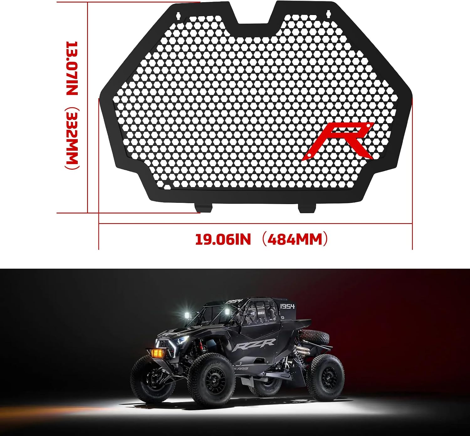Front Mesh Grill for RZR PRO, Black Iron Front Grille for Polaris RZR PRO XP/PRO R/PRO S 2025 2026+ Accessories, Replace OEM #5465595-070, #5459950-070