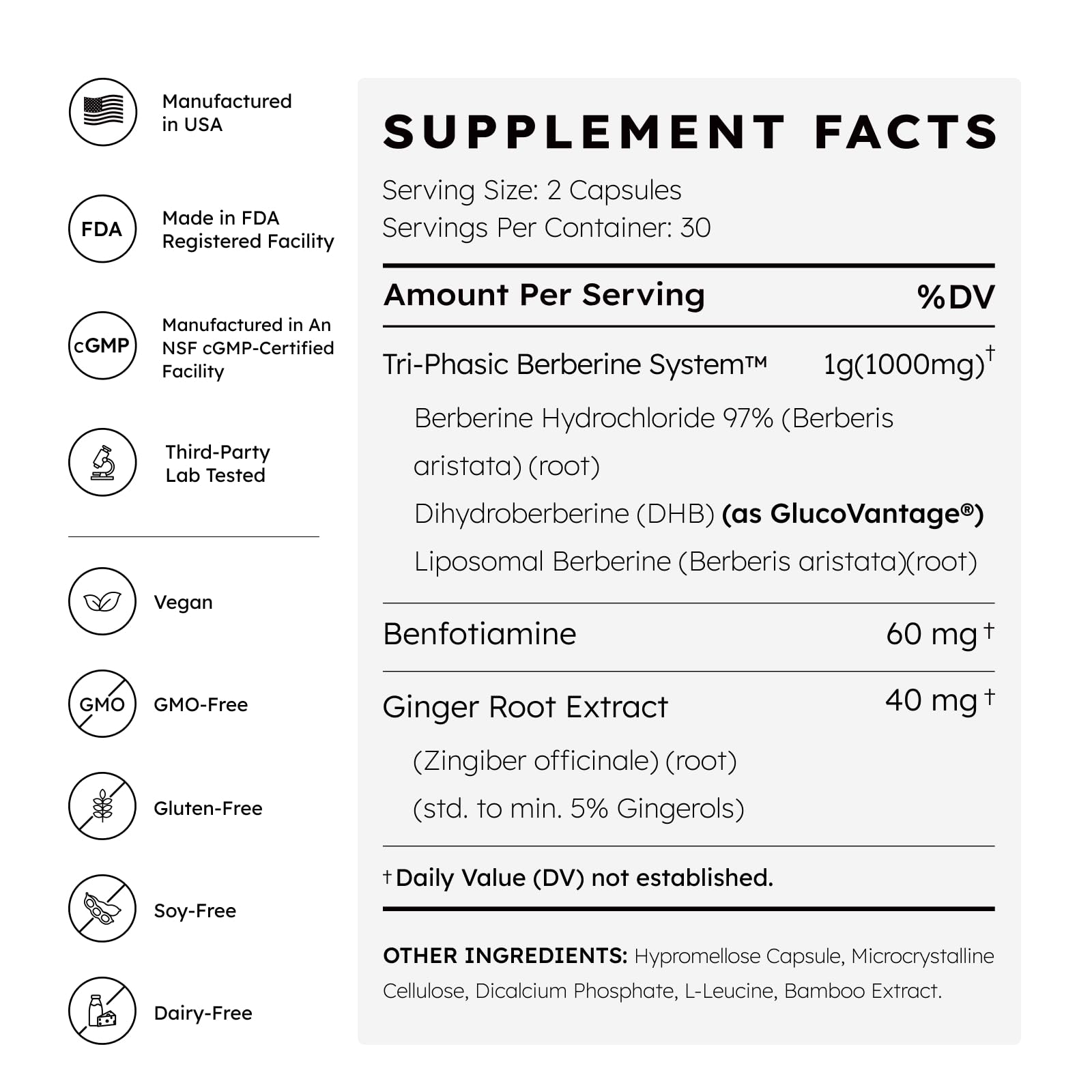 Berberine 1000mg, 9X Absorption, Pure Dihydroberberine, Liposomal & HCl — Amazon image 9