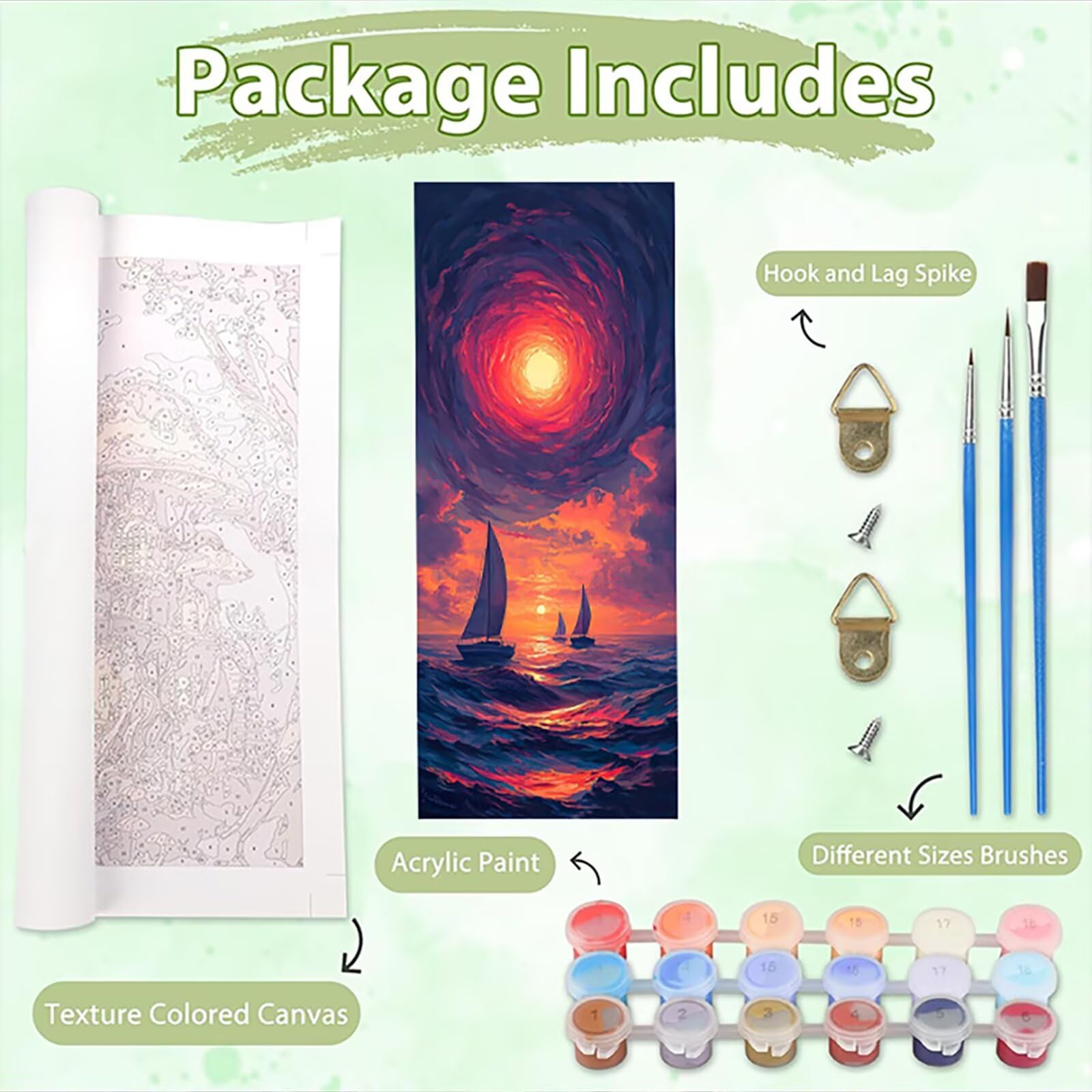 Malen Nach Zahlen 50x150cm Leinwand Segelboot Malen Nach Zahlen Erwachsene mit Ohne Rahmen, DIY Kreativ Set für Erwachsene mit Pinseln und Acrylfarbe, Zimmer Deko Meer 1 Landschaft Geschenk, P0M-926