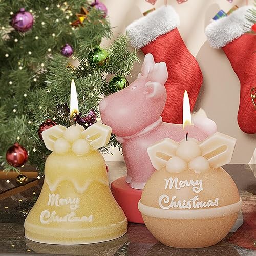 Miniatura 7 de 6 moldes de vela de Navidad, moldes de silicona de muñeco de nieve de Navidad, campanas de cascabel, moldes de resina, molde de resina para