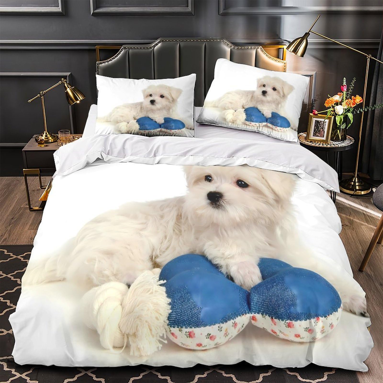 Housse de couette super douce panda anti-acarien avec fermeture éclair grand lit ado
