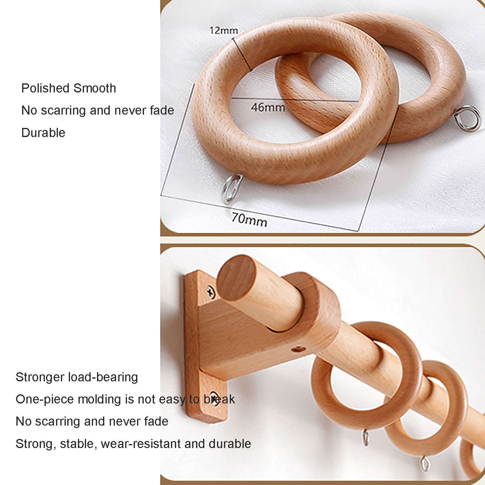TENDEEVOLUTION Coppia di Supporti per Bastoni Tende in Legno, Alloggiamento per Bastone Tenda Diametro 35 mm, Diverse Misure e Colori Disponibili (CILIEGIO, COPPIA DA 30CM