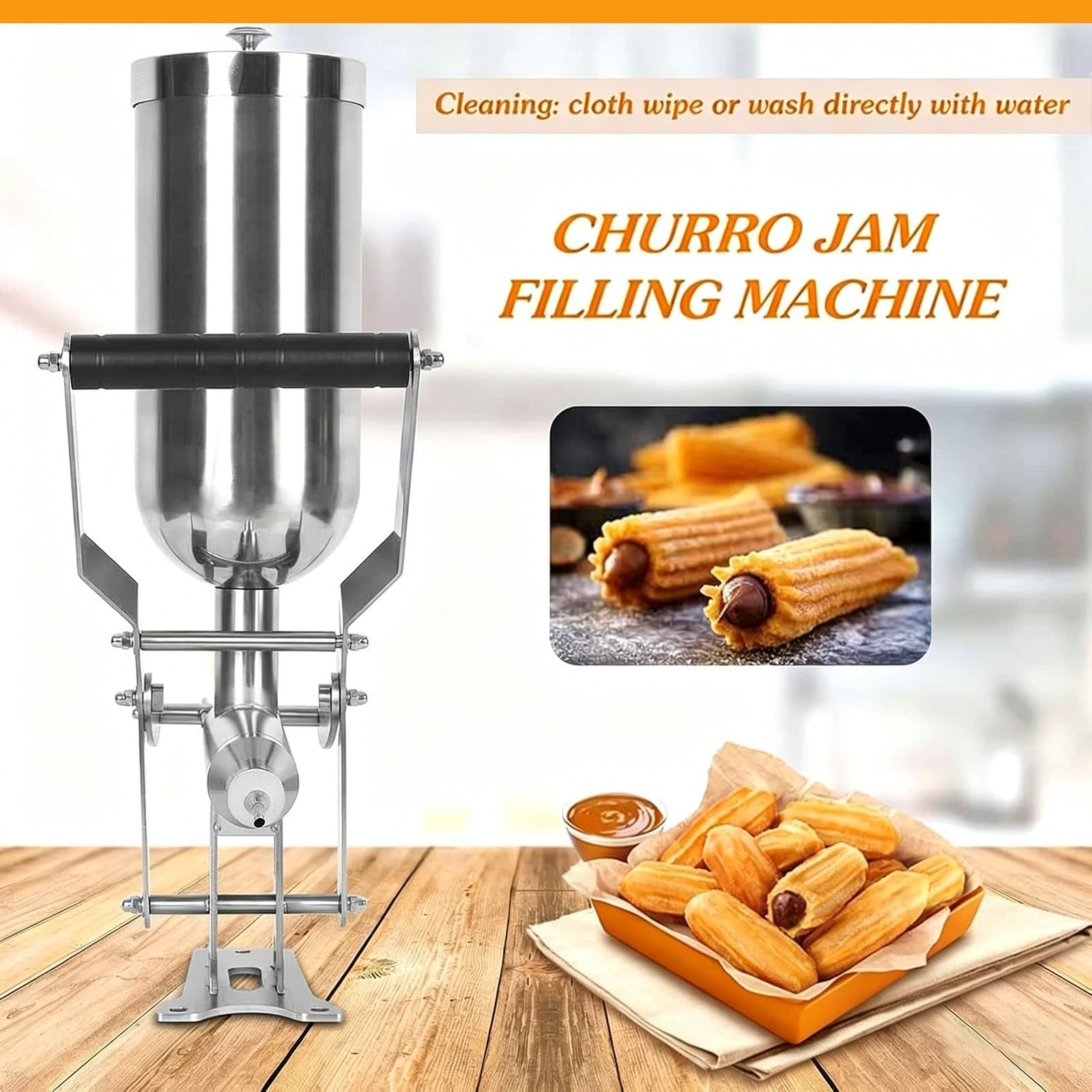 Máquina llenadora de donas comercial, inyector manual de gelatina de 5 l, máquina llenadora manual de crema de gelatina y donas for panaderías de cocina de restaurante(Shortbeak)