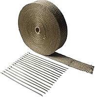 Vista 8 de Ledaut cinta de titanio para proteger las partes de fibra de vidrio de la motocicleta, resistente al calor, con lazos inoxidables, Dorado