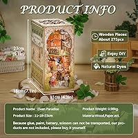 Vista 6 de CUTEBEE Kit de rincón de libros de bricolaje, casa de muñecas para estantería, decoración de callejón, kit de creatividad con luz LED (Paraíso Elfo)