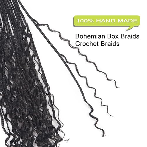 Vista 174 de Goddess Box Braids Crochet Hair With Curly Ends 18 Inch Bohomian Box Braids Crochet Braids 8 Packs 3X Crochet Braids Synthetic Braiding Hair 1B-4-30