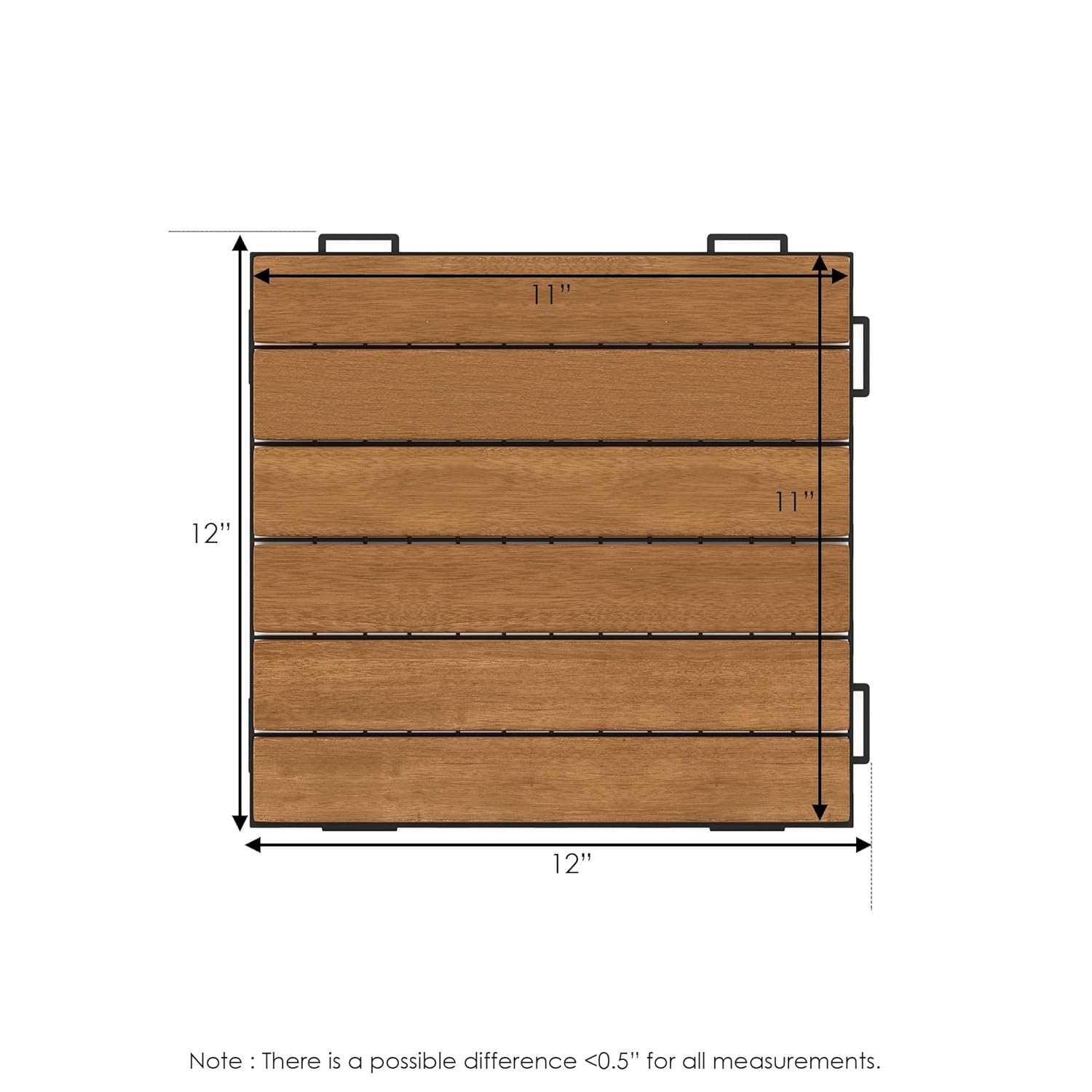 Furinno TIOMAN Hardwood Interlocking Deck Tiles, 10-Pack Outdoor Waterproof Wood Flooring Tiles for Balcony, Garden, Patio, Light Wood