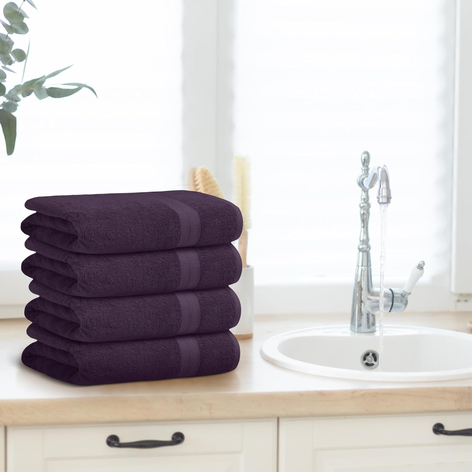 Avalon Towels Bath Plum Bath Towles of 4 pcs (27x54 inches), 100% Cotton Towel Absorbent and Quick Dry Plum Towels for Bathroom, Super Soft and Perfect for Daily Use