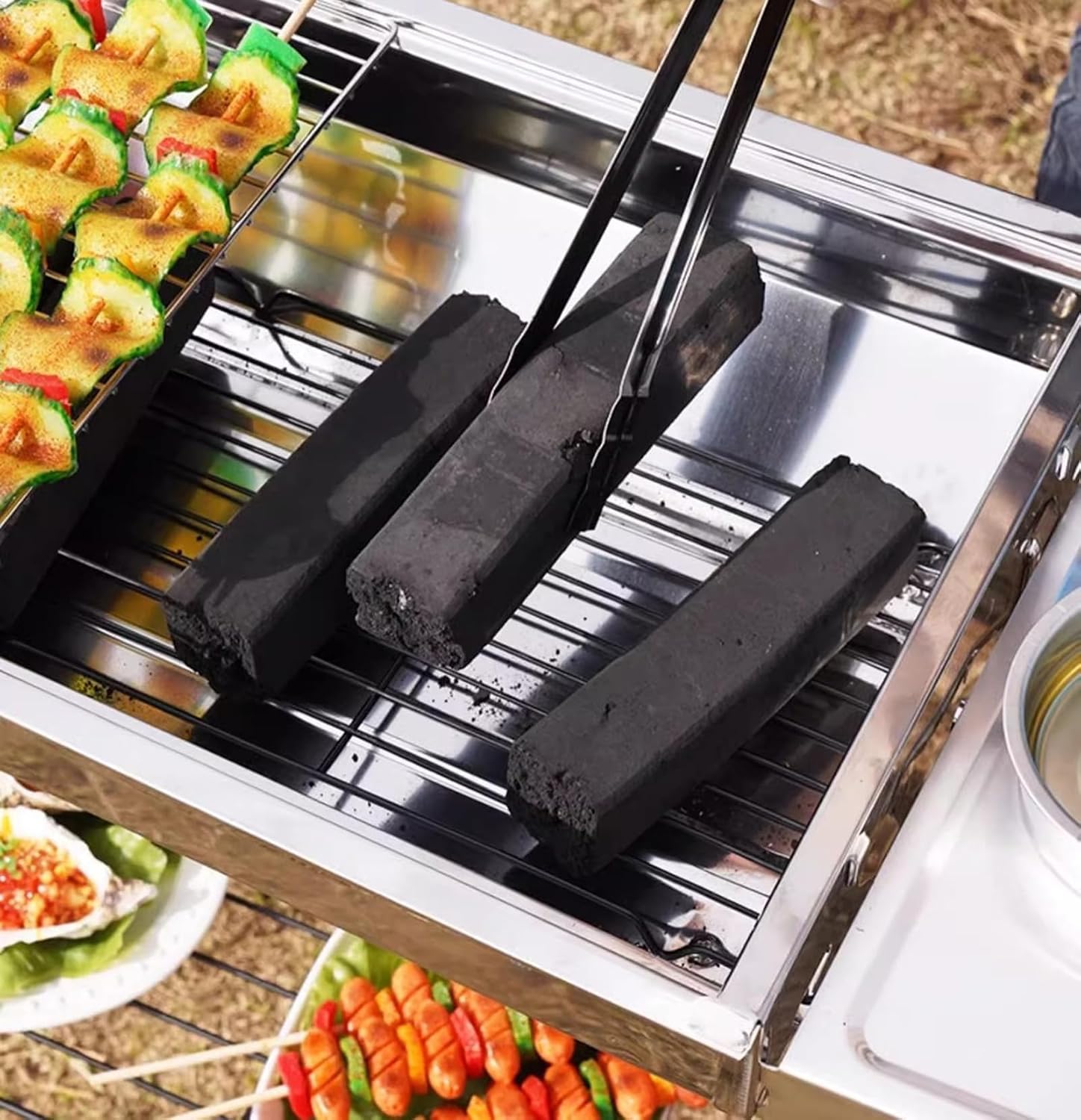 Stainless Steel Barbecue Grill, BBQ Charcoal Foldable&Portable Grill, Great for Outdoor Cooking Camping Hiking Picnics Tailgating,