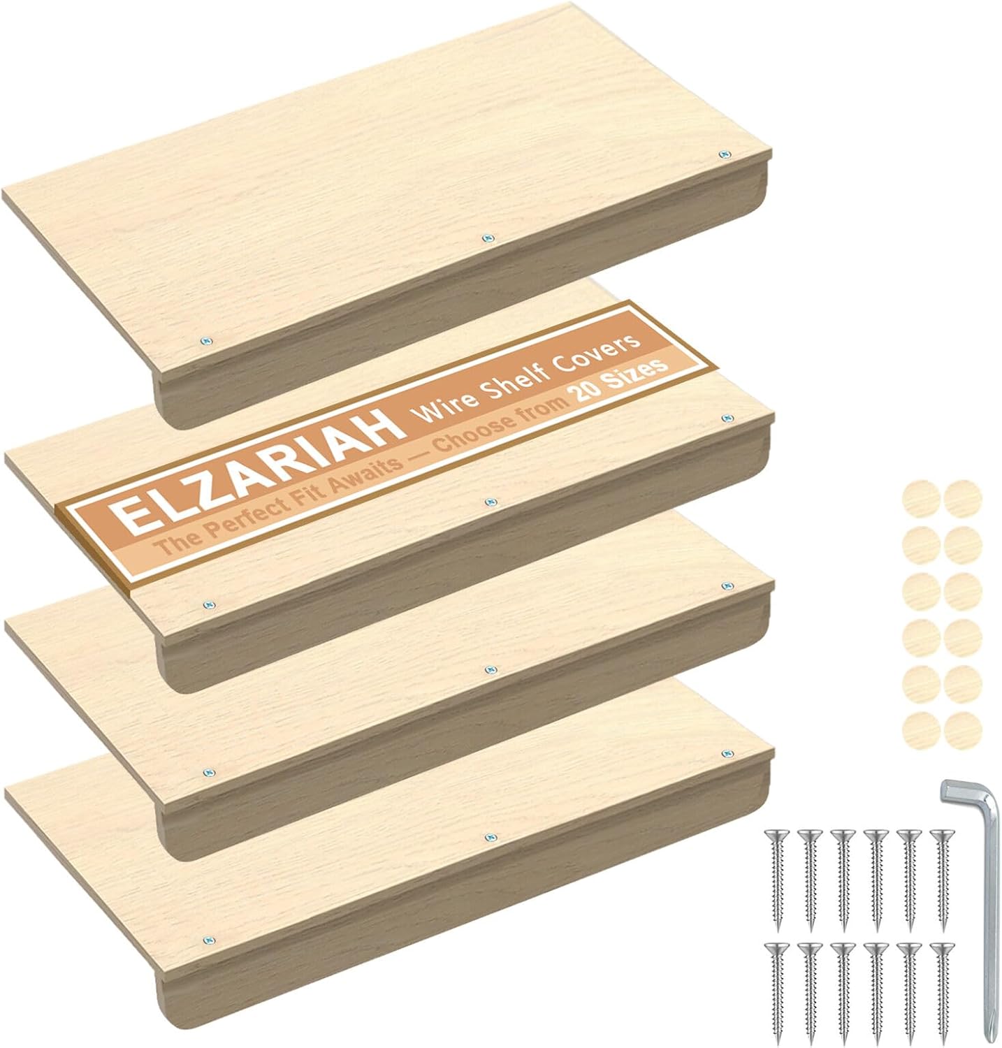 Wire Shelf Covers, 4Pcs Wire Rack Covers for Pantry, Wood Pantry Shelf Cover for Wire Shelving Closet Kitchen Bathroom (28" Wx16 Dx2.6 H)