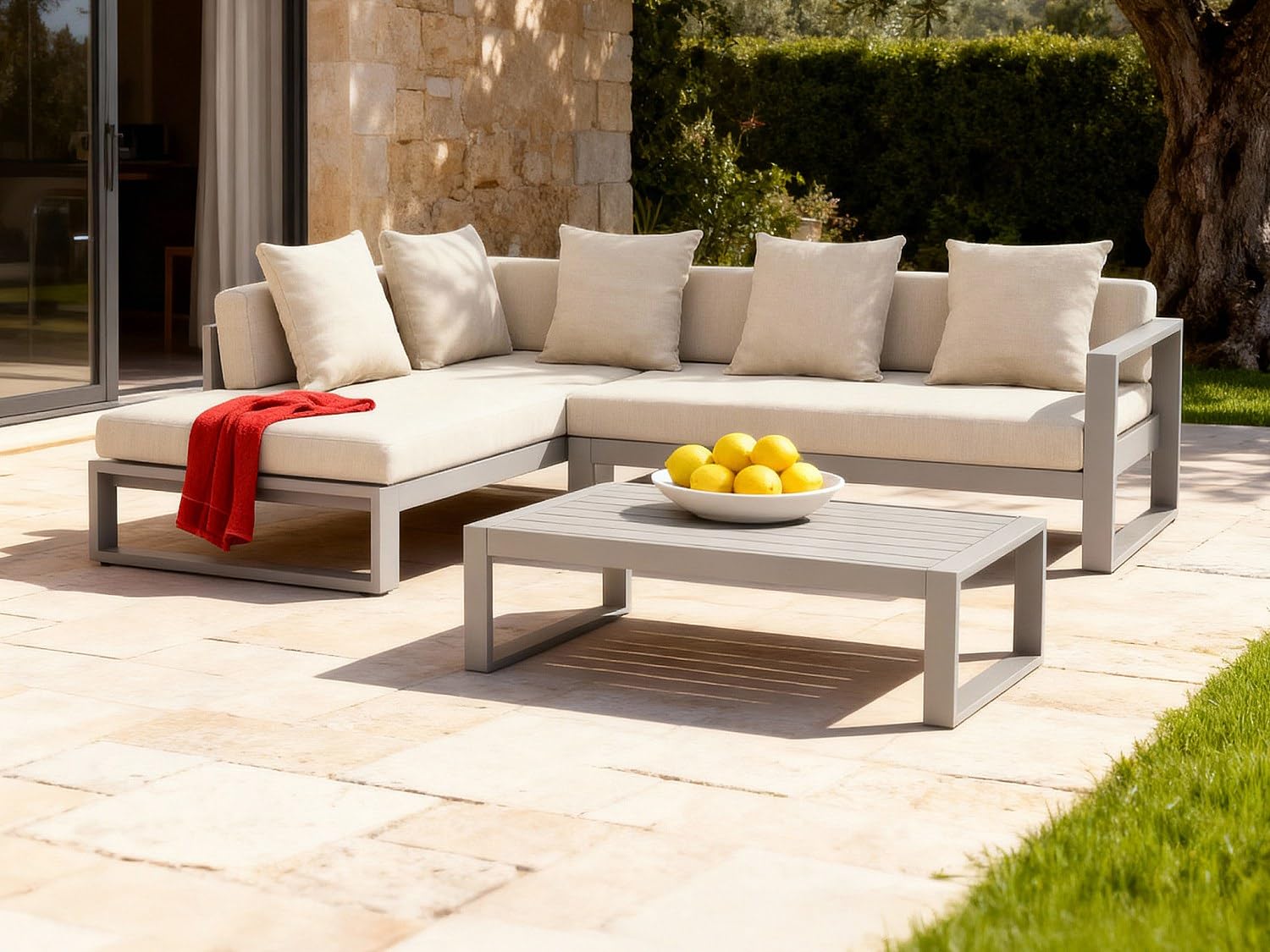 Table Basse de Jardin en Aluminium Taupe Molokai MYLIA