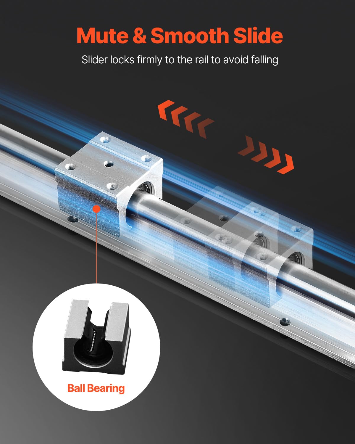 VEVOR Linear Rail, 2PCS SBR20-1500mm, Linear Slide Rail, 4 PCS SBR20UU Bearing Block CNC Kit Linear Rails and Bearings Kit CNC Rails Linear Rail Set, for Automated Machines and Equipment — Amazon image 4