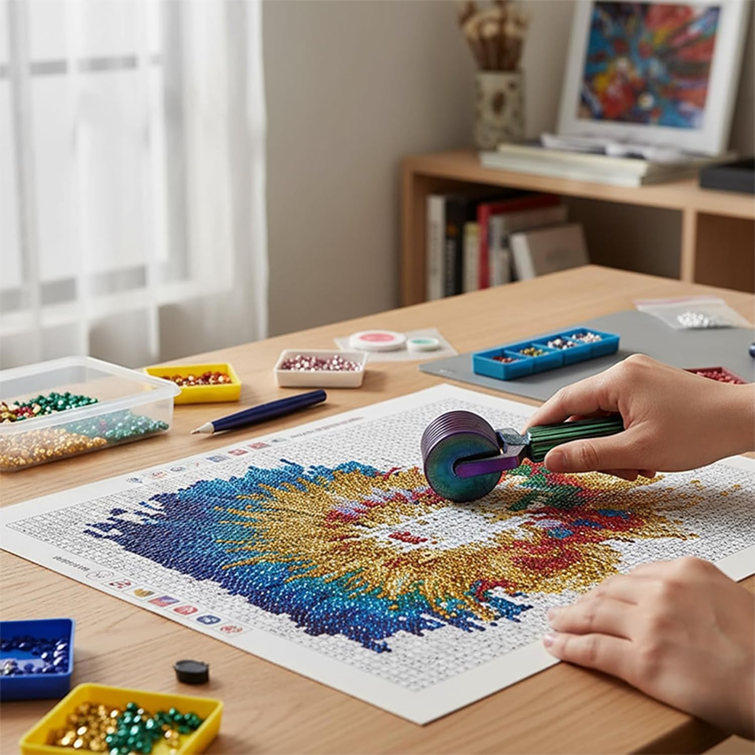 Rullo per pittura a diamante, confezione da 2 strumenti per lisciare gli strass, kit artistico 5D fai da te, accessori per progetti artigianali