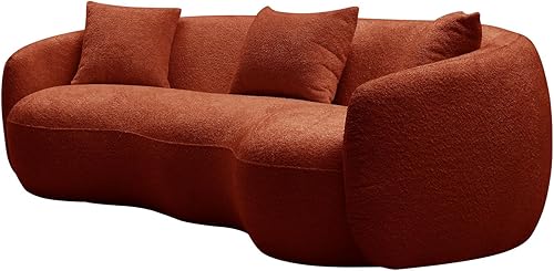 Miniatura 9 de WEALTHOME Moderno sofá curvo de 4 asientos en tela transpirable  Sofá elegante de 93.6 pulgadas de ancho con marco de madera maciza, acolchado suave