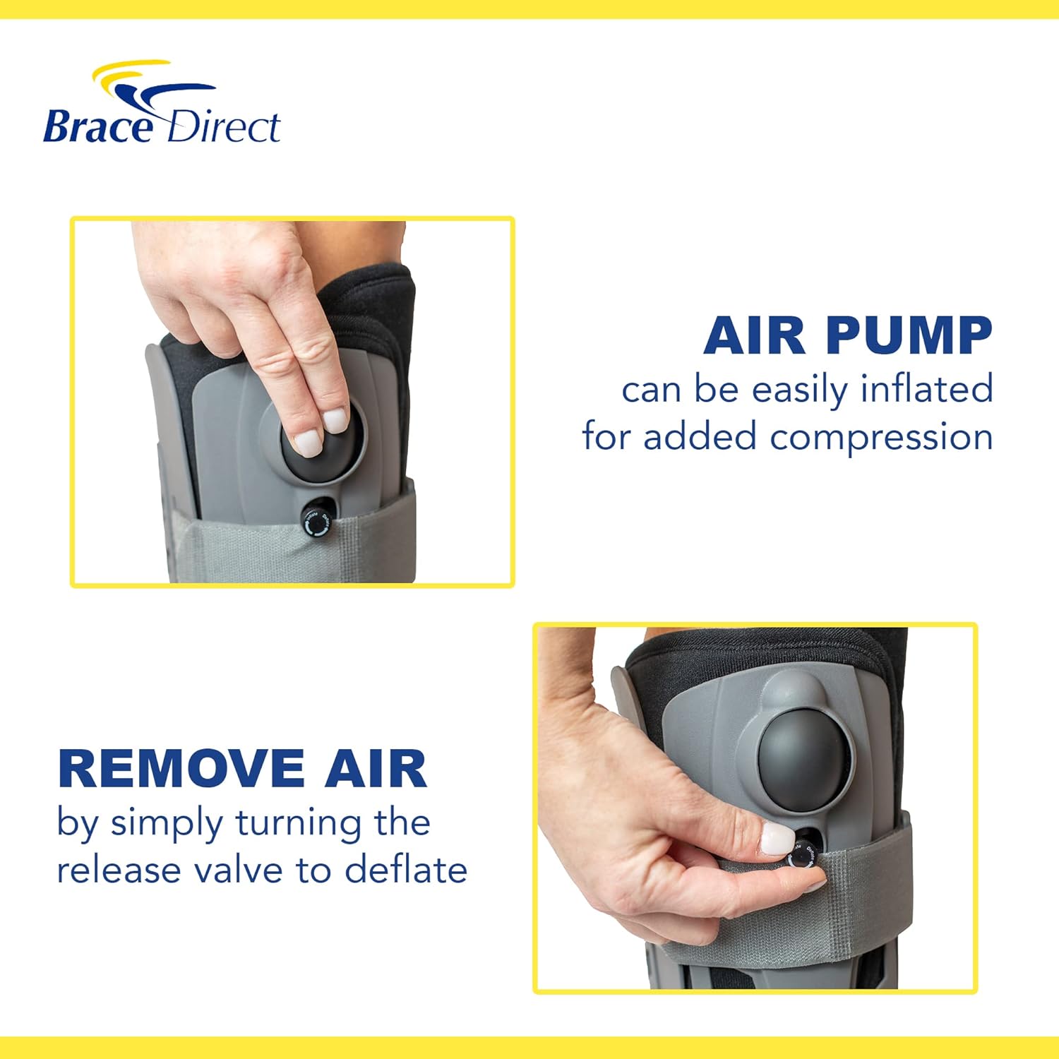 Brace Direct Lightweight Tall Air CAM Walker Boot - Orthopedic Full Shell Walking Boot with Air Compression for Foot and Ankle Fractures, Sprains and Post-Op Recovery Medium - US Shoe Men 8-10 /