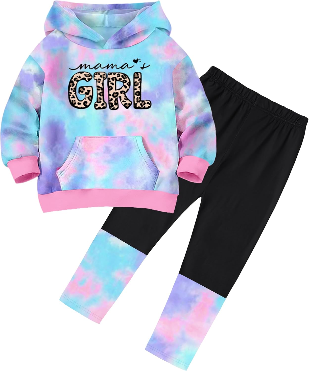 Baby Girl Clothes Long Sleeve Toddler Girls Clothes Tie-Dye Hoodie and Girls Leggings 2 Piece Fall Outfits 12M-4Y
