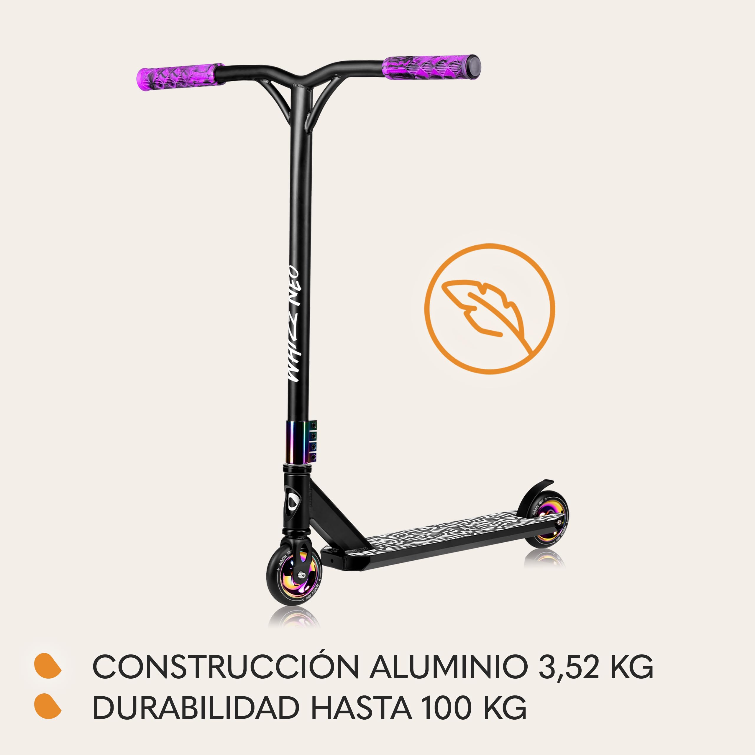 LIONELO Stunt Scooter para niños, Ruedas 110 mm, Freno Guardabarros, Cubierta Aluminio, Manillar T Ancho