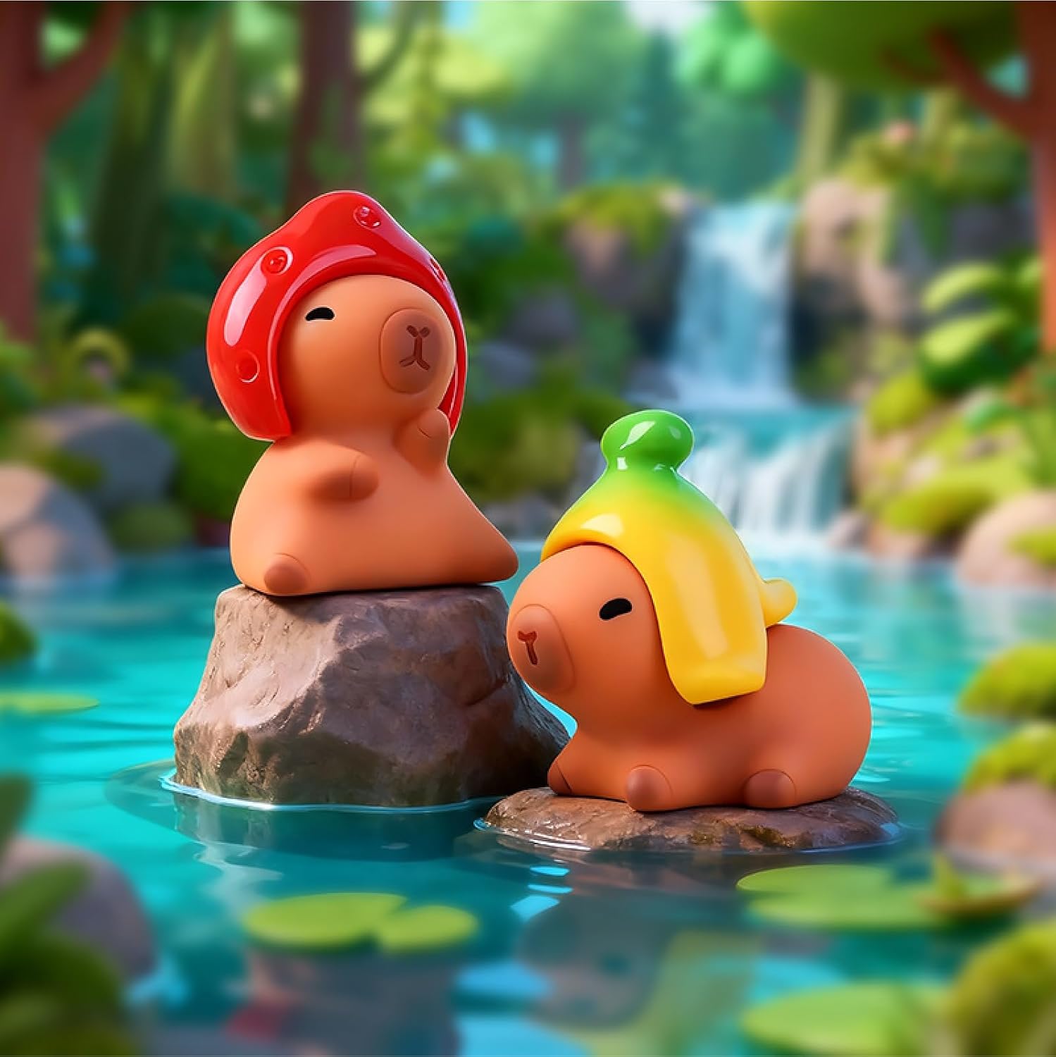 shixinhui 24Pcs Mini Resin Capybara Figures, Tiny Animal Figurines to Hide | Little Capybara Bulk Figurines & Decor for DIY Garden Landscape, Decoration and Aquarium, with 6 Fruit-Themed Designs