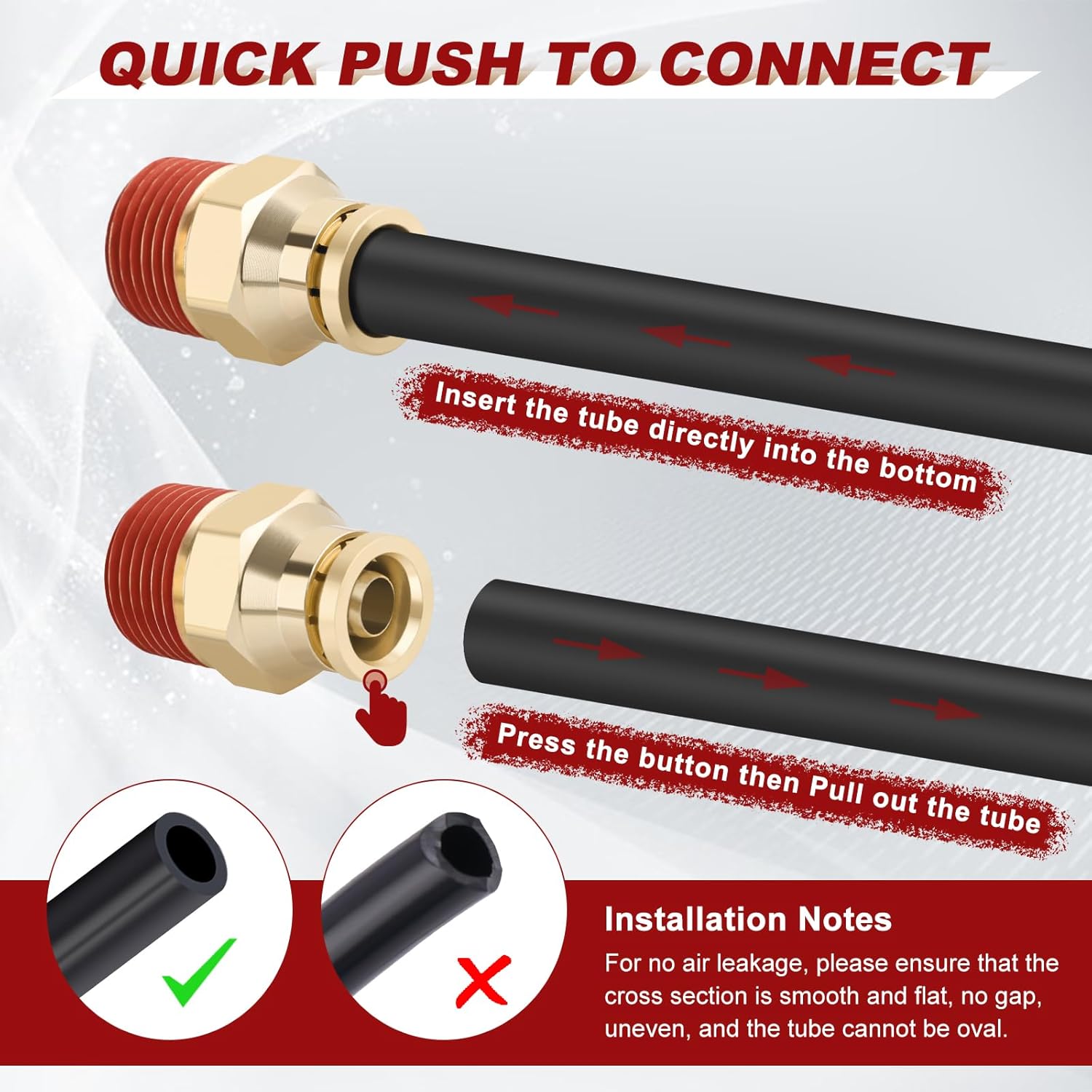 3/8” Quick Push to Connect Fittings Brass Male Straight and Elbow Combination DOT Approved 3/8" Tube OD x 1/4" NPT Thread Air Brake Line Adapter Air Suspension Kit Air Hose Repair Kit 30pcs