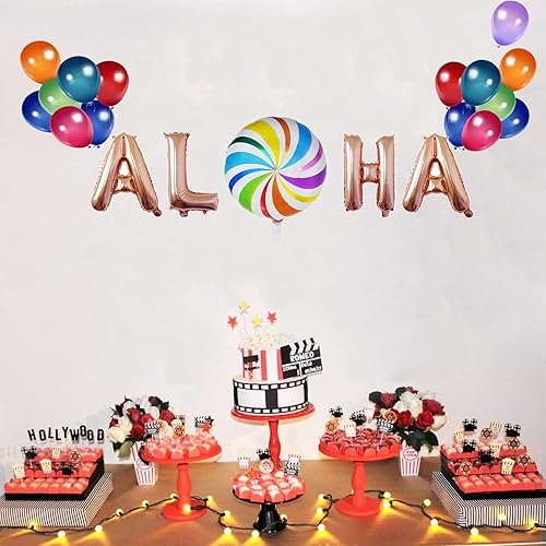 Miniatura 4 de ALOHA - 1 juego de globos de piña Aloha de oro rosa con globos de aluminio de Mylar de piña para fiesta temática de Hawaii, fiesta de cumpleaños,