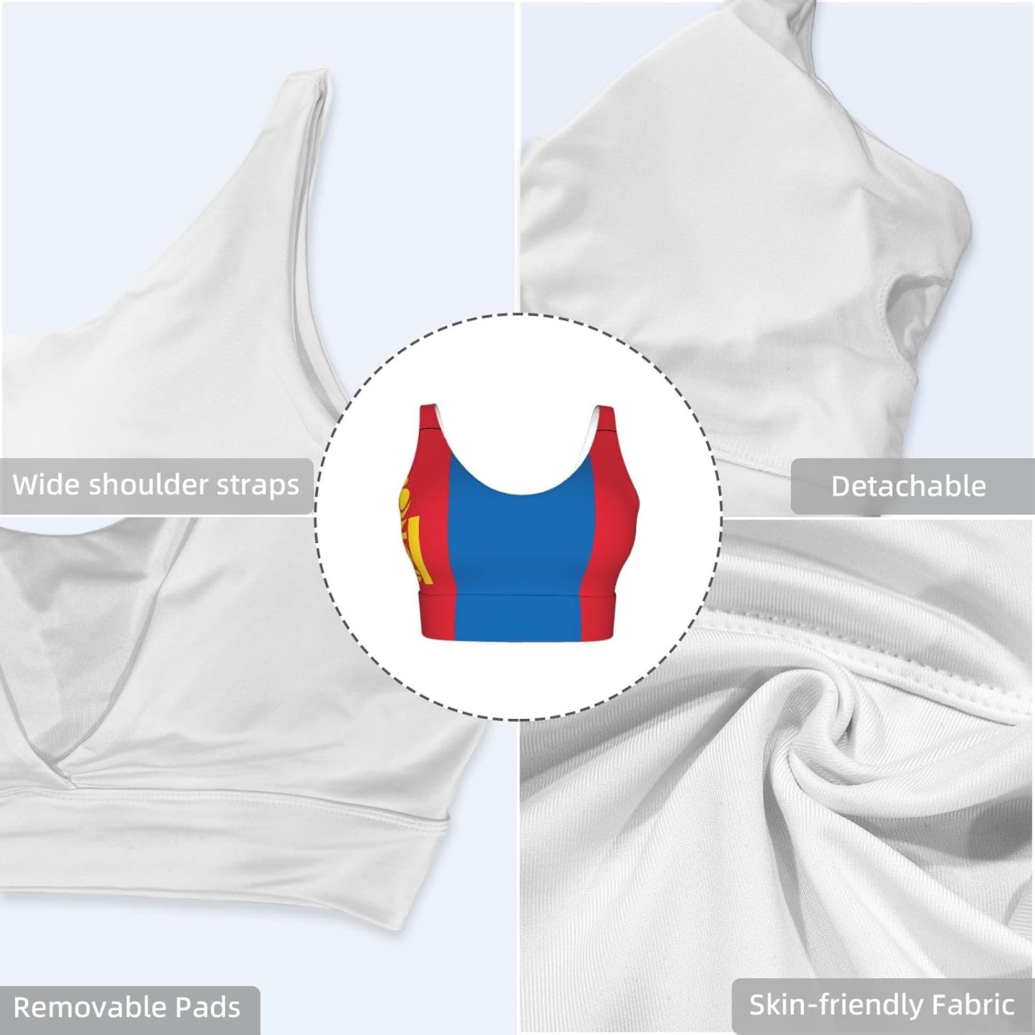 Mongolian Flag Women's Sports Vest, Light Running Gear, Soft Polyester for Fitness Exercise Outfit
