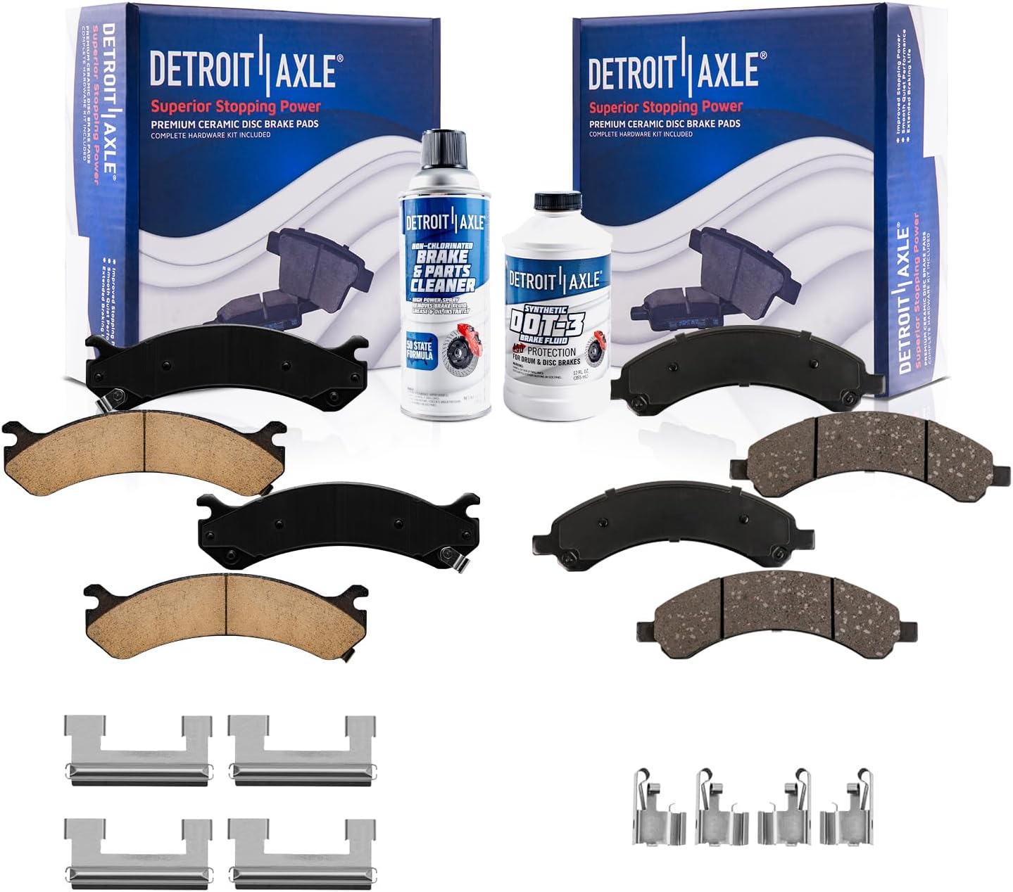 Detroit Axle - Front Brake Pads for Lexus RX330 RX350 RX400h Toyota Highlander, Ceramic Brake Pads w/Hardware Replacement