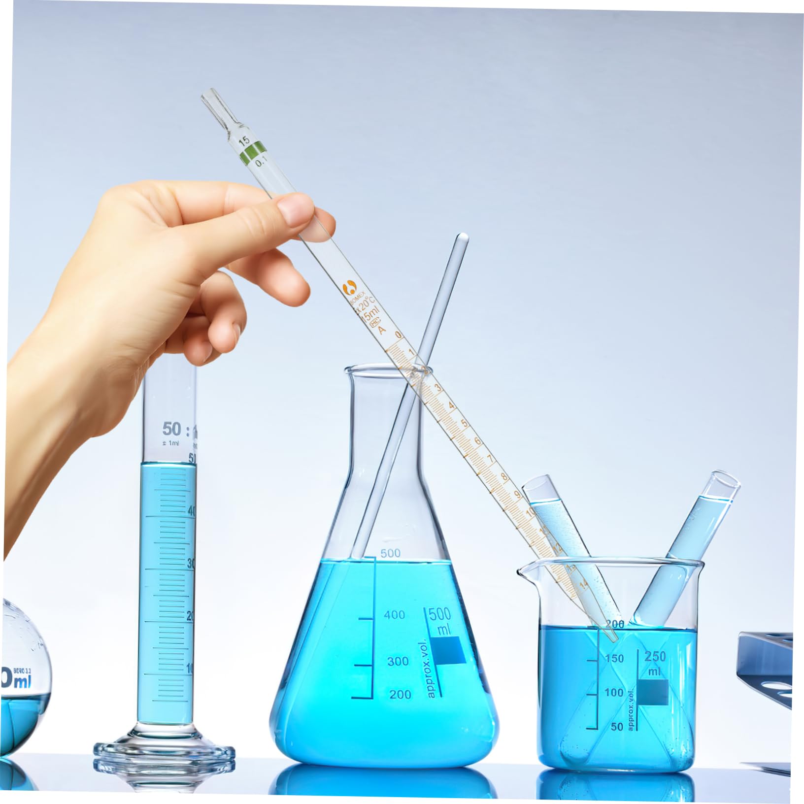 Cabilock 20 Stück Graduierte Glaspipetten mit Gerader Spitze 15ml Präzise Messung Leicht zu Reinigen für Laborbedarf Zufällige Farbe