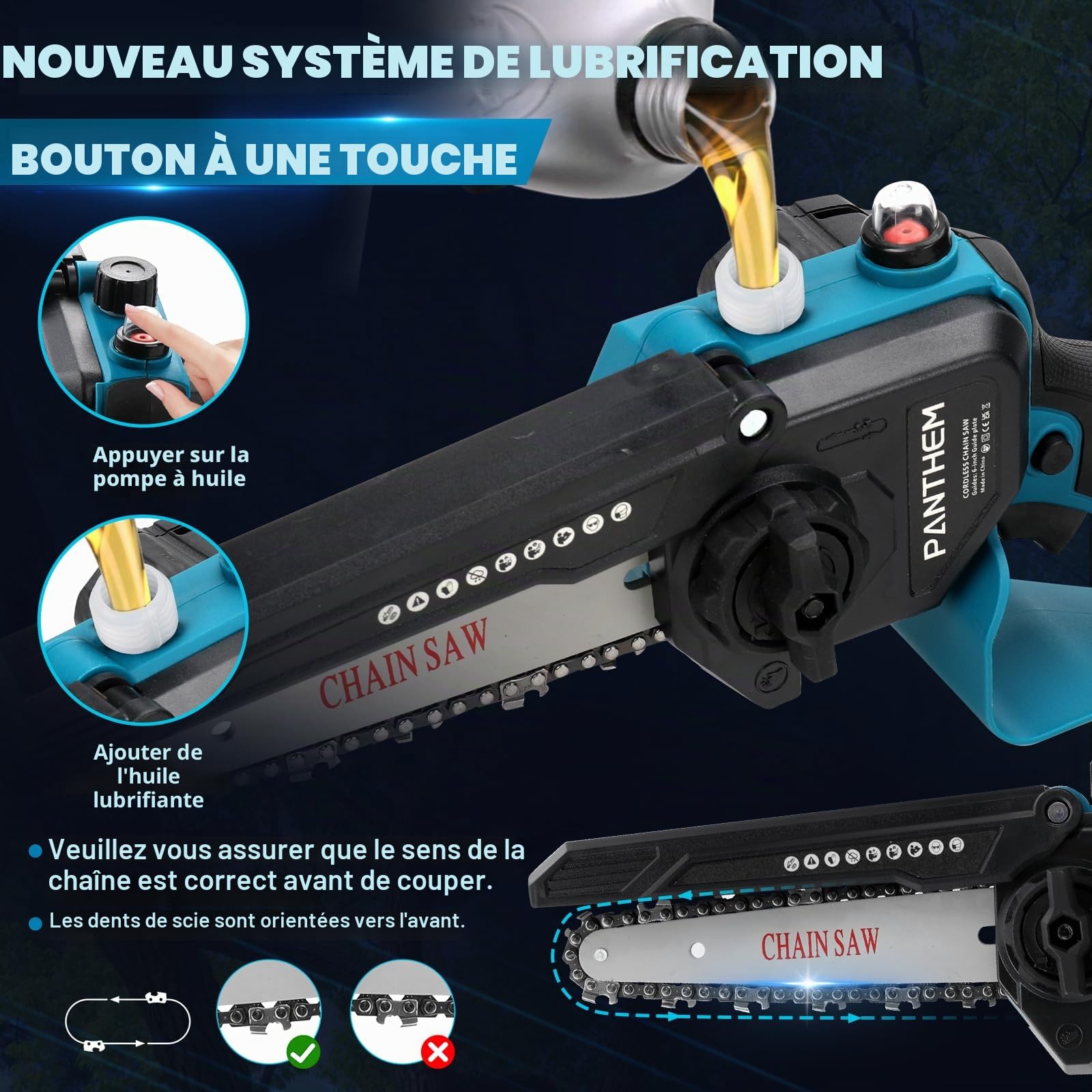 45 mm Sécateur Télescopique Électrique & 6 Pouces Mini Tronçonneuse | 4 en 1 sans Fil 2 x 4000 mAh, Perche Élagueuse électrique vec Perche Secateur à Batterie Professionnel, Sécateur à élaguer