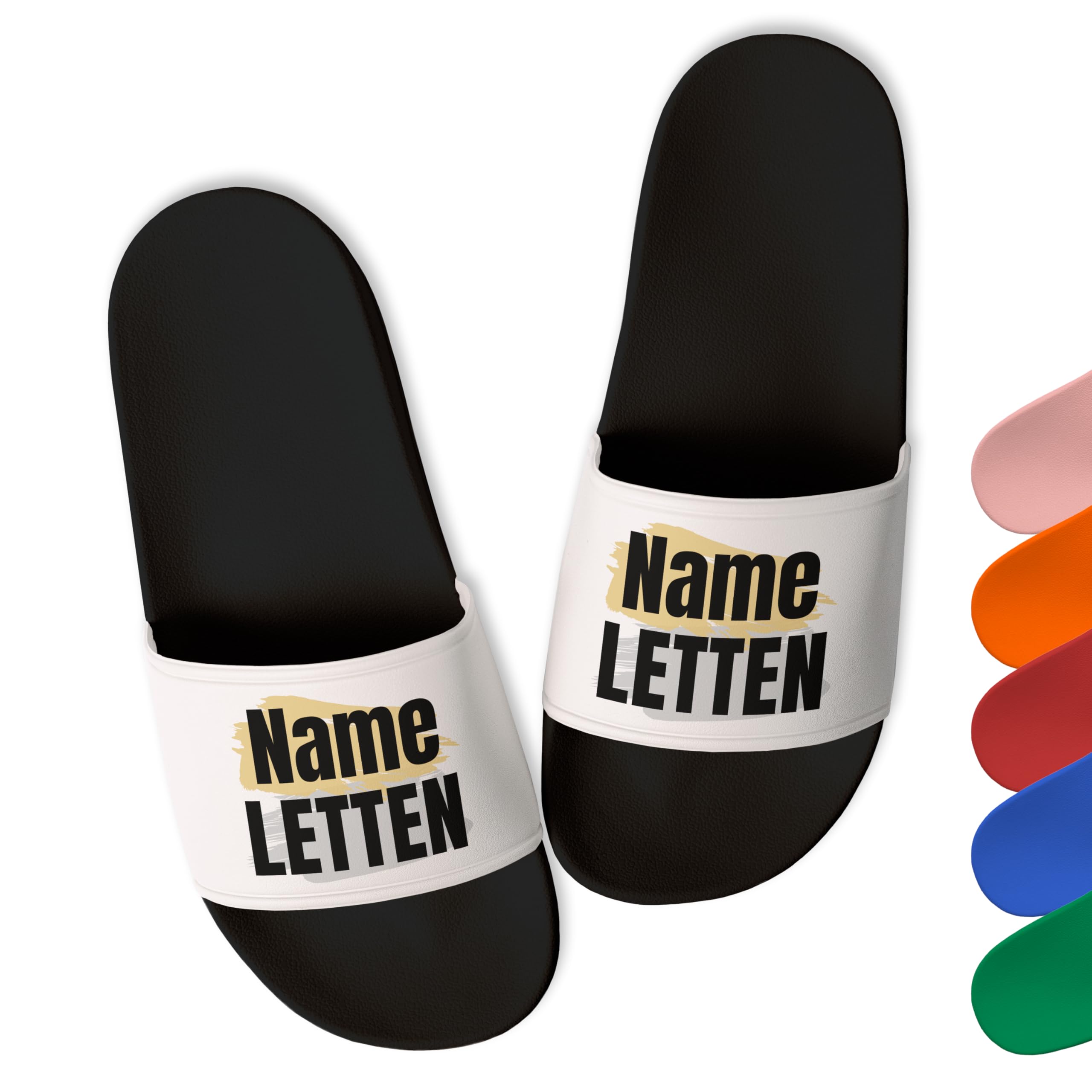 True Statements Trendige Badelatschen „Letten” personalisiert mit Wunschtext - aus robustem PVC - Damen, Herren, Unisex