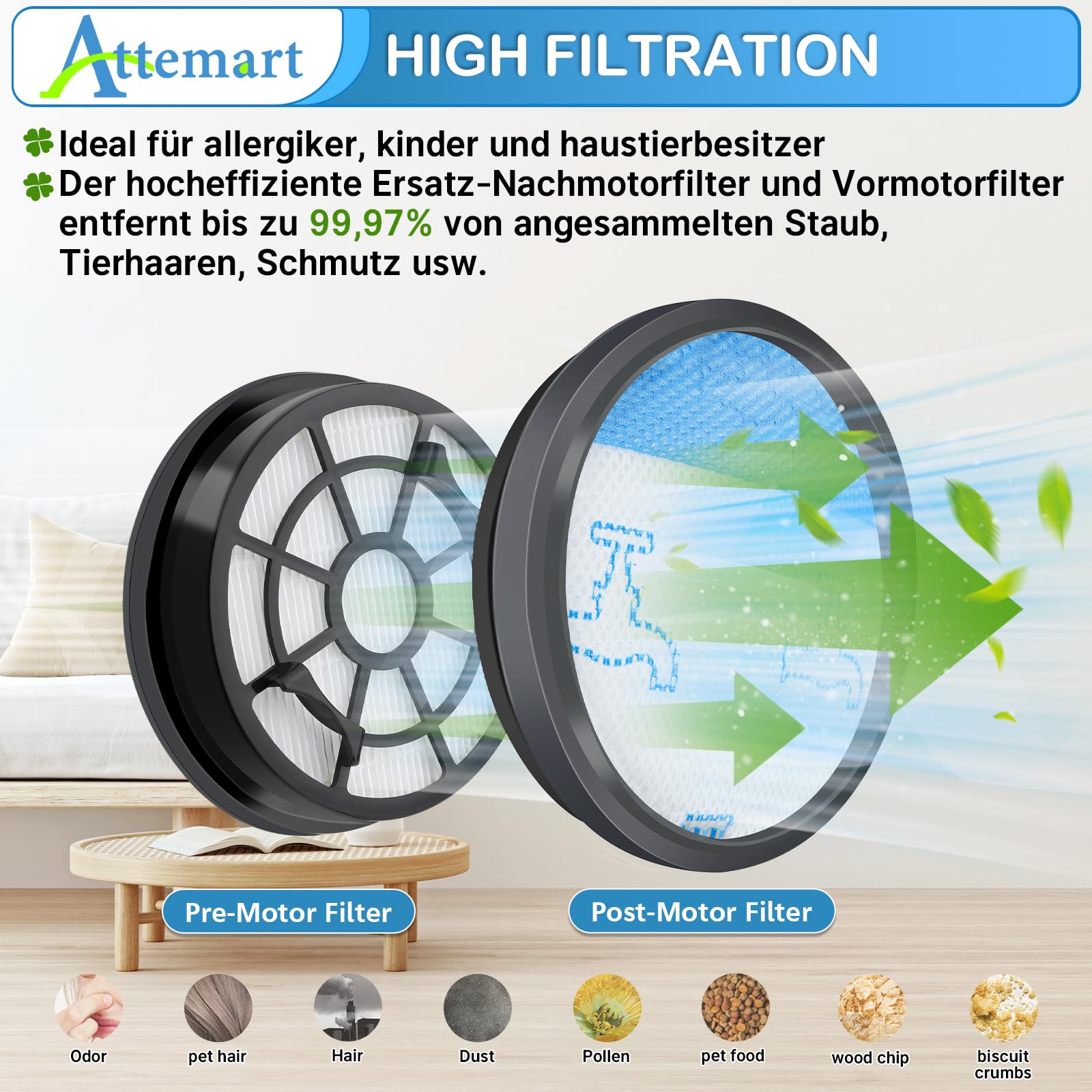 RO2917 Filtri di Ricambio per Rowenta Swift Power Cyclonic RO2910EA RO2917EA RO2913EA RO2933EA aspirapolvere accessori per Rowenta Swift Power Cyclonic Parkett RO2932EA,Alternativa a ZR904301