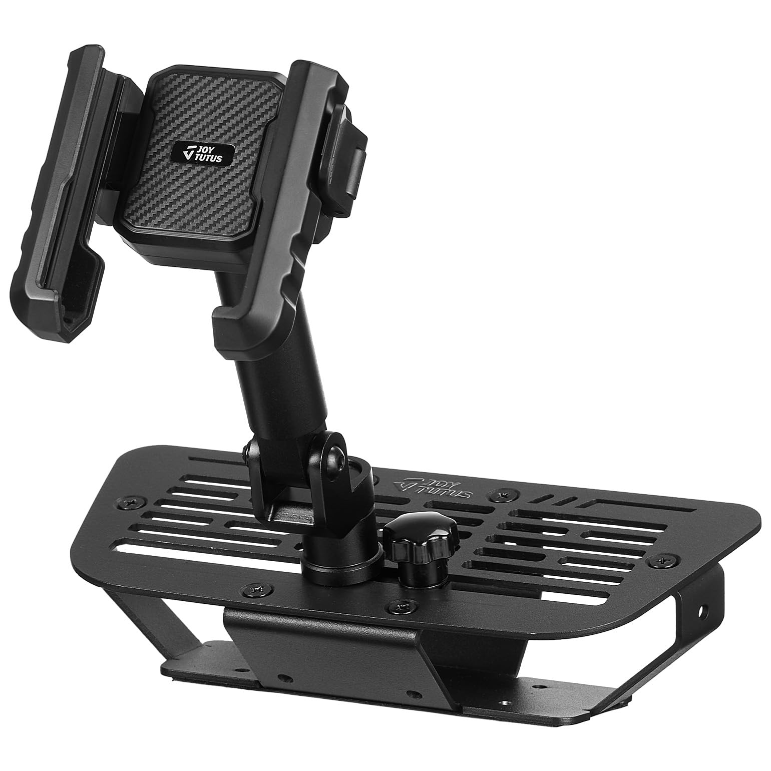 JOYTUTUS Supporto per telefono in metallo compatibile con Wrangler JK 2007-2018 (non compatibile con Wrangler JL 2018) | Piattaforma di espansione per supporto telefono su misura | Clip regolabile con