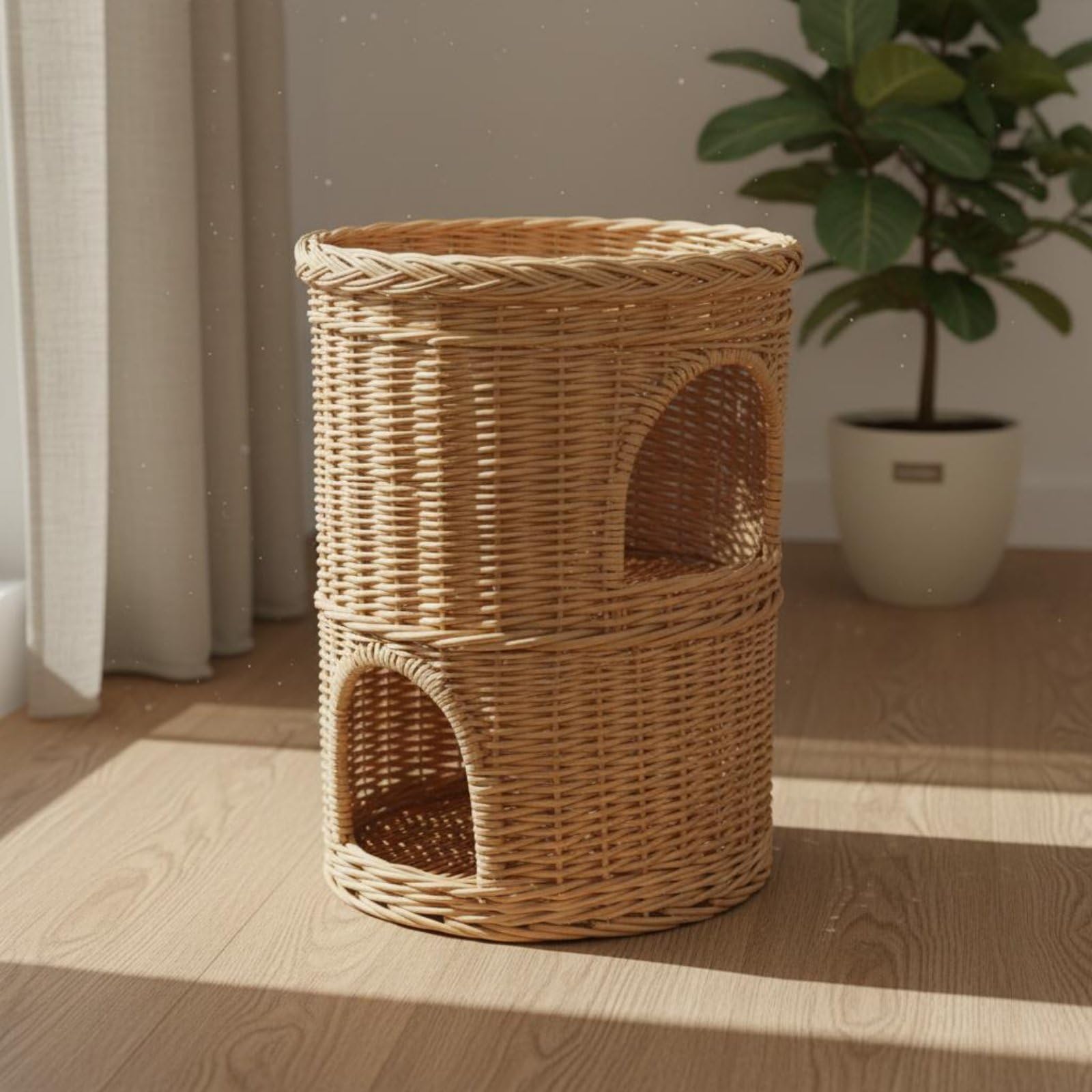 Cuccia per Gatti Doppio Strato Casa per, Naturale, Size to 4