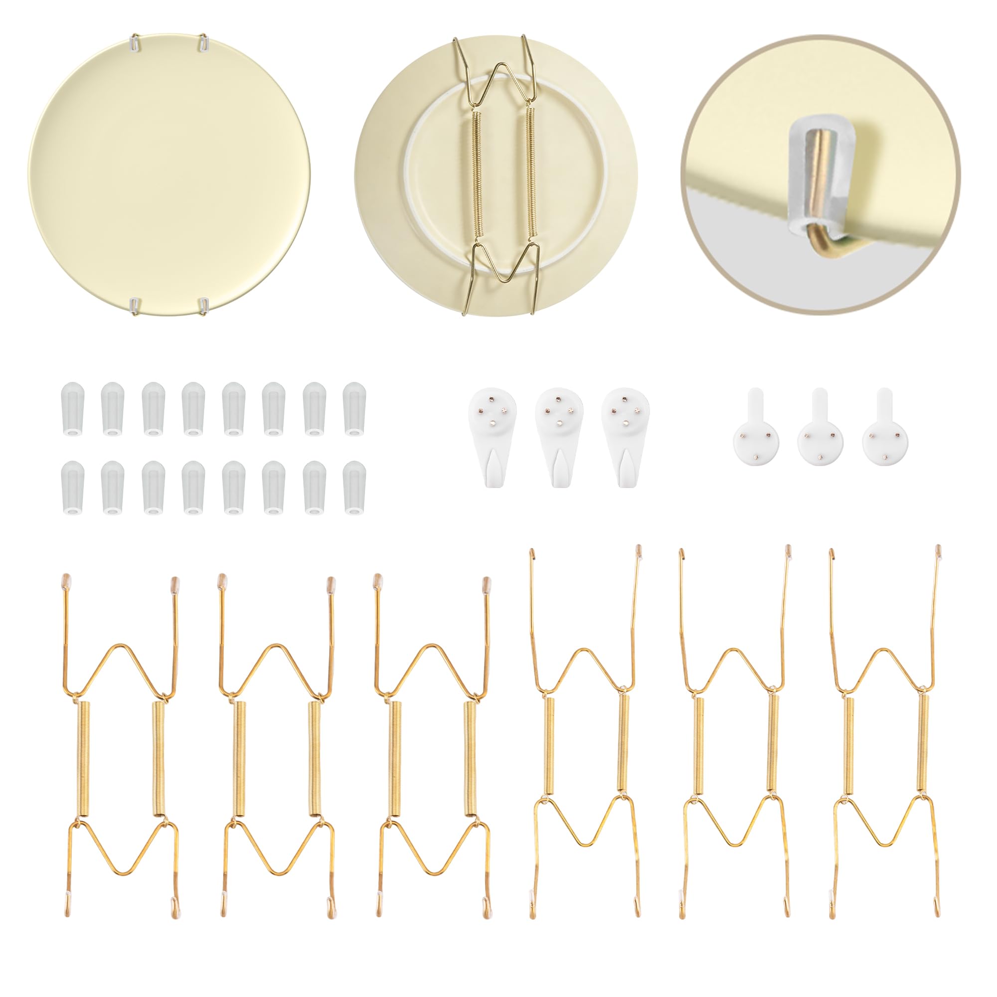 Bilillo 6 Pieces Stainless Steel Spring Plate Hangers - home storage hooks | Mubboo